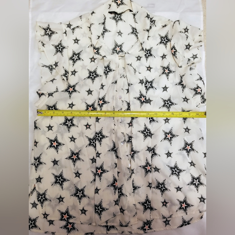 Zara Basic Star Patterned Blouse - Picture 2 of 8